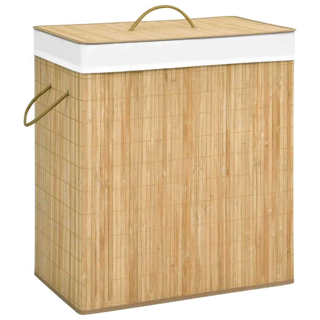 Wäschekörbe HOMMIE Bambus-Wäschekorb mit 2 Fächern 100 L 1parcel807240 Ergonomische